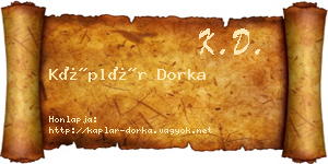 Káplár Dorka névjegykártya
